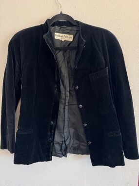 Giorgio Armani Black Velvet Blazer Jacket Size 42